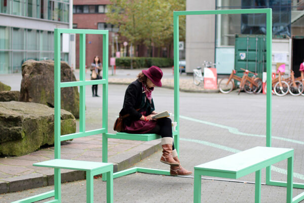 Urban seating design in the shapes of rooms