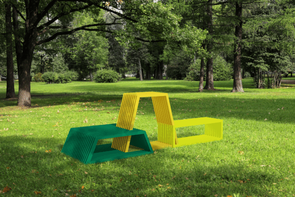 Modular and colorful city street furniture to arrange and customize.